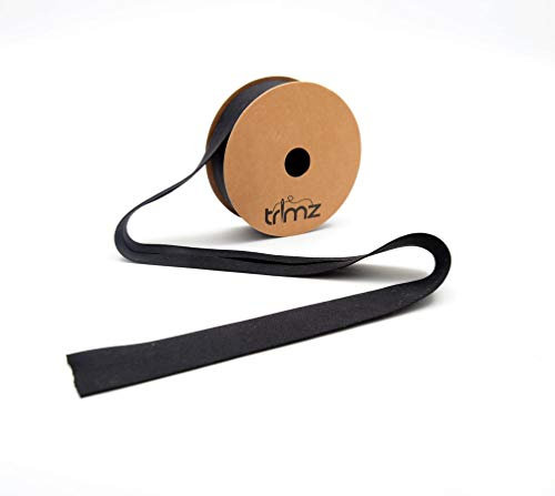 Trimz TCBLK255 Schrägband aus Polyester-Baumwolle, Schwarz, 5m reel