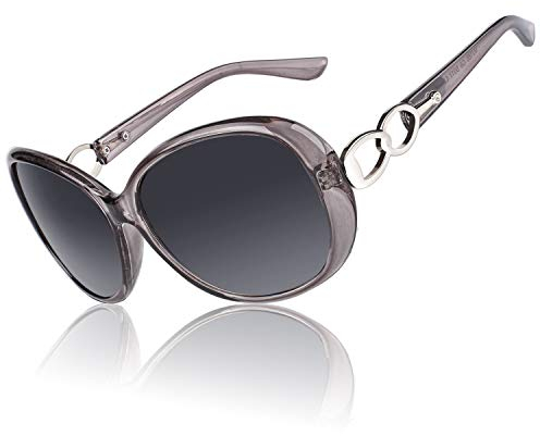 CGID Womens Ladies Sunglasses Polarised Retro Designer Sun Glasses Purple Big Frame Oversized Shades UV Protection Goggles Rhinestones Gradient Grey Lens