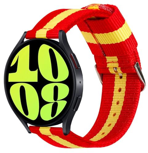 ESTUYOYA Correa Compatible con Samsung Galaxy Watch 7/6/5/4/FE 44mm 40mm/6 Classic/5 Pro/4 Classic, Pulsera de Nylon colores Bandera de España 20mm - Rojigualda