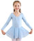 Bezioner Kinder Ballettkleidung Mädchen Ballettkleid Langarm Balletttrikot Ballettanzug Tanzkleid Tanzbody aus Baumwolle mit Chiffon Rock Tütü Blau 120