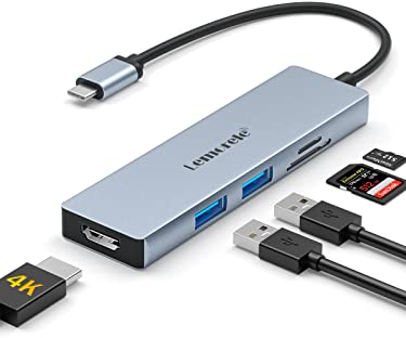 Lemorele Hub USB C, docking station USB C, adattatore USB C multiporta 5 in 1 con 4K HDMI, 2 USB 2.0, lettore SD/TF per Steam Deck/Switch, MacBook Pro/Air, ChromeBook, PC Tablet Type-C, ecc