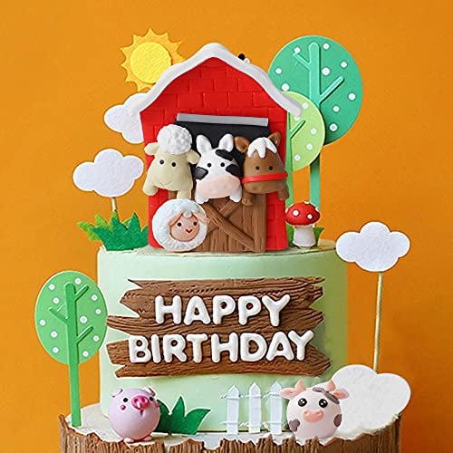 JeVenis Kleines Nutztier Kuchendekoration Schaf Kuchendeckel Nutztier Geburtstagstorte Topper Kuh Kuchendekoration Schwein Kuchendeckel für Nutztiere Babyparty Geburtstagsfeier Dekorationen