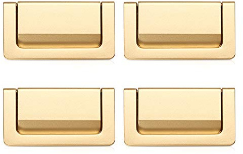 XGzhsa Tiradores para cajones, tiradores ocultos para muebles, 4 tiradores modernos de aleación de zinc para armarios, armarios, puertas y cajones (oro, centro del orificio: 64 mm)