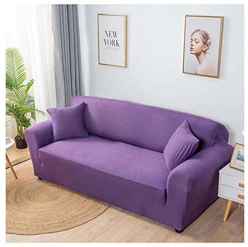 GUOCU Elastischer Sofa-Überwürfe Antirutsch Stretch Sofaüberzug, Sofahusse, Sofabezug, Sofa Abdeckung Hussen Für Sofa, Sessel In Verschiedene Größe Und Farbe,Lila,4 sitzer