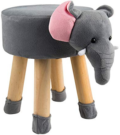 dasmöbelwerk Tier Kinder Polster Hocker Elefant Plüsch-Bezug Tiermotiv Kinderzimmer Möbel
