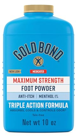 Gold Bond Medicated Talc-Free Foot Powder 10 oz., Maximum Strength Odor Control & Itch Relief