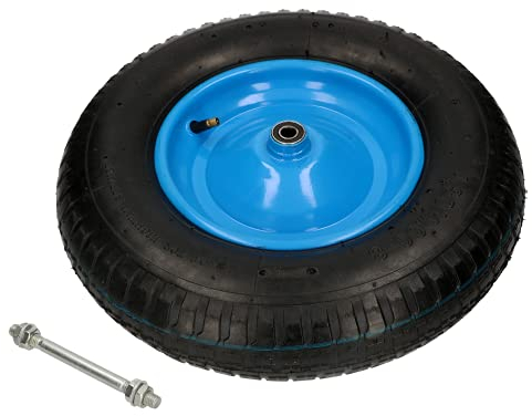 KOTARBAU® Roue de brouette avec essieu - Gaine 4,80 4,00-8 - 4,80/4,00-8 - Pneus de brouette 4,80/4,00-8 - Pneus renforcés 6PR - Diamètre : 390 mm