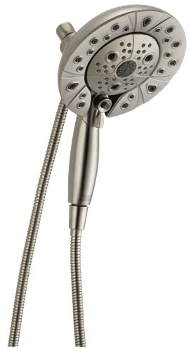 Delta 58480-PK Universal Showering Round 1.75 GPM Multi Function 2-in1 In2ition Shower Head and Hand Shower with Touch Clean, H2Okinetic and MagnaTite Technology - Lumicoat Stainless
