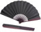 HERCHR Grand Ventilateur Pliant,eventail Noir,eventail, Grand Éventail en Soie Pliable Ventilateur Pliant à la Main,Éventail à Main Pliable,Ventilateurs à Main pour Performance, événements,(Le Noir)