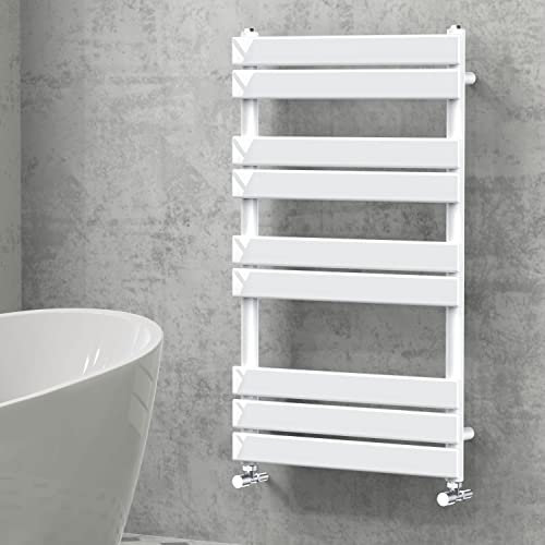 NRG Designer Bathroom Flat Panel Heated Towel Rail Radiator Modern Central Heating Warmer Wall Mounted Ladder Rad 1000×600mm Gloss White