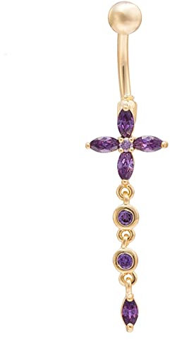 Skcess Pircings Für Bauchnabel, Piercing Bauchnabel Titan Gold Kupfer Quaste Blumen Marquiseschliff Zitronenquarz