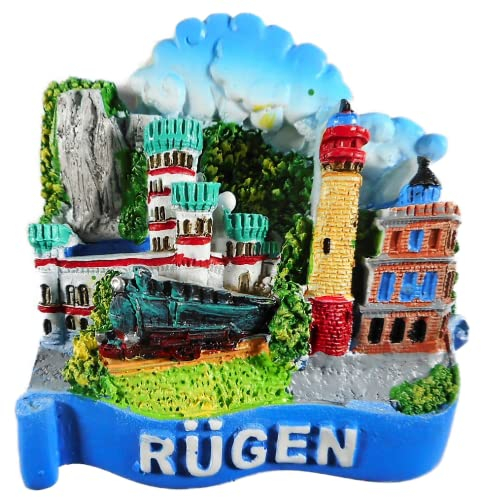 Magnet Souvenir Rügen 7 x 7 x 2 cm Kühlschrankmagnet Stadt Figur Deko GCG 30440, Mehrfarbig