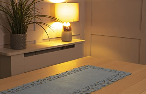 Rectangular Felt Table Runner with Openwork Star and Snowflake Design (Grey)