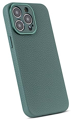 Haobobro Pebble Series - iPhone 14 Pro Max Hülle | Kameraschutz Handyhülle - iPhone 14 Pro Max Leder Case mit MagSafe - iPhone 14 Pro Max Leather Case | 360° Voll abgedeckte stoßfeste Ledercase - Grün