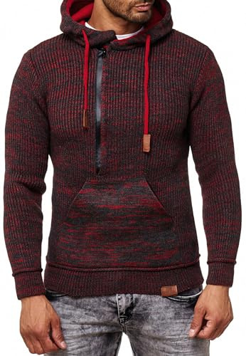 Subliminal Moda Suéter Hombre Punto con Capucha Malla Grande Pull-Over Cierre con Cremallera BX277