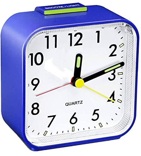 Silent Alarm Clocks, Battery Powered Bedside Non Ticking Clocks with Large Display Snooze Light Function, Easy to Read Operate for Home Bedrooms Office