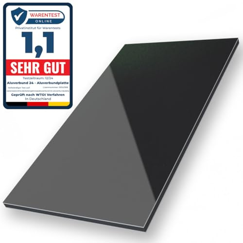 Aluverbund 24 Aluverbundplatte, Aluminium Platte, 3mm dick, Anthrazit/RAL7016, 30x30cm