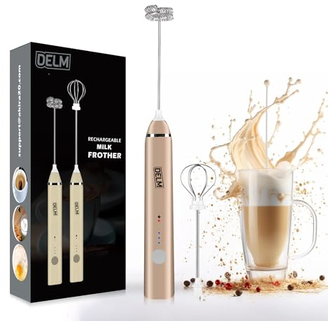 Delm Mousseur à lait électrique USB Accessoire en acier inoxydable (BEIGE)