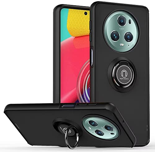 EASSGU Hülle für Honor Magic5 Pro 5G (6.81 Inches), Ringständer Klare Schutzhülle, Stoßfeste, tropfenfeste TPU Silikon Stoßfänger Telefonhülle - Schwarz