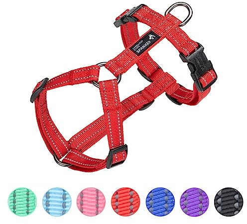 EXCELLENT ELITE SPANKER Hundegeschirr, kein Ziehen, reflektierend, Nylon, L-förmig, verstellbar, einfaches Haustiergeschirr für kleine, mittelgroße und große Rassen, Hunde, Spaziergangstraining,
