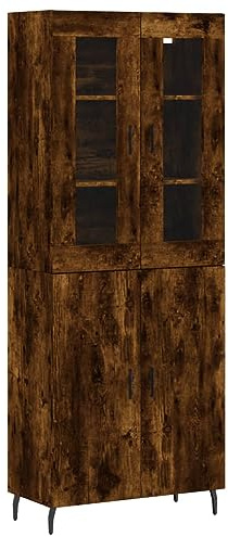 vidaXL Highboard, Sideboard mit viel Stauraum, Kommode Schrank für Wohnzimmer, Anrichte Beistellschrank Metallbeine, Modern, Räuchereiche Holzwerkstoff