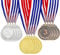 Fhioevt 12 Pièces Medaille Or Argent Bronze Medailles Olympiades Medaille Enfant en Métal Médailles Enfants avec Rubans de Cou pour Compétitions de Jeux,Anniversaire,Sport