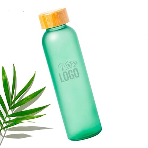 lotdevin Gourde en verre 500ml Mabouteille.fr - Gourde personnalisable Gravure Laser avec prénom, message, logo… [ Gourde transparente/Gourde personnalisée]