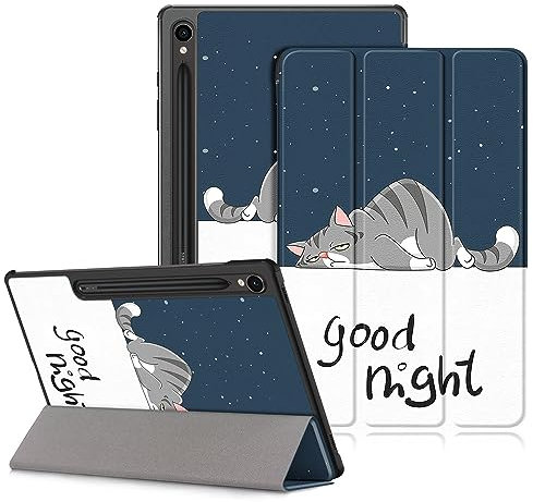 DINGGUAGUA Custodia per Tablet Samsung Galaxy Tab S9 11 Pollici,Galaxy Tab S9 FE 10,9 Pollici 2023(SM-710/X716B/X718UX510/X516),Cover con Funzione Supporto,Gatto pigro