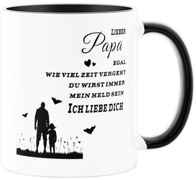 PAPA Tasse Bester der Welt,Geschenkidee für Papa zum Geburtstag,Vatertag, Weihnachtsgeschenke für Papa,Vatertag Geschenk Kaffeetasse,Tasse für papa | Kaffeebecher Porzellan 350ml (Black-Lieber)