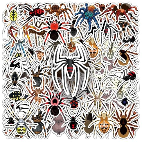 50Stück Spinnen Sticker für Kühlschrank,Fahrrad,Gepäck,Motorrad, Auto,Laptop,Stoßstange,Skateboard,Wasserdicht Vinyl Horror Spinnen Aufkleber,Kinder Jungen Geschenk,niedliche Tier Sticker