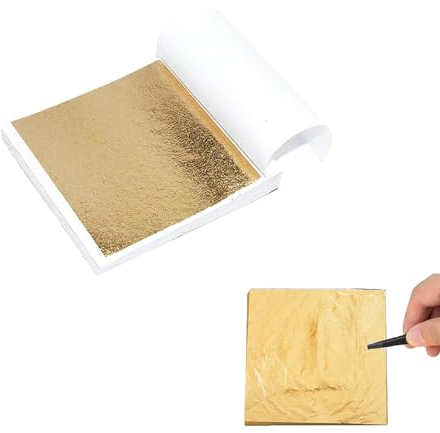 Imitation Blattgold, Blattgold Imitation 100 Stück, Basteln Schlagmetall Kunstprojekt, Gold Leaf für Kunst, Vergoldung Handwerk, Dekoration, Möbel, Makeup Health & Spa, Möbel Dekoration (Gold)
