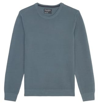 Marc O'Polo Herren Pullover aus Bio-Baumwolle mit Rundhalsausschnitt, Blau (Storm), XL