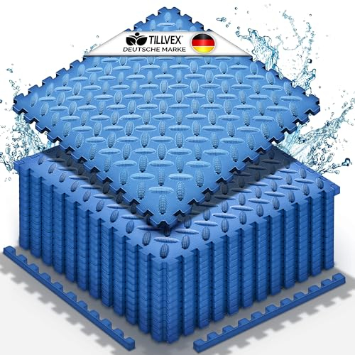 tillvex® Pool Bodenschutzmatte 48 Stück | Unterlegmatte für Pool & Planschbecken | Poolmatte Bodenmatte Outdoor | Poolunterlage Bodenschutz Matten wärmeisolierend | Whirlpool Bodenfolie weich