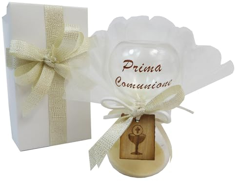 Bombonera Comunión Reloj de arena Tag Cáliz Cajita Blanca