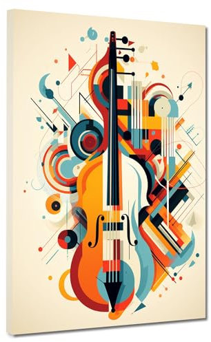 Kontrabass Colour Musik Leinwandbild Wandbild Kunstdruck abstrakte Wanddeko Größe 30x40x2cm