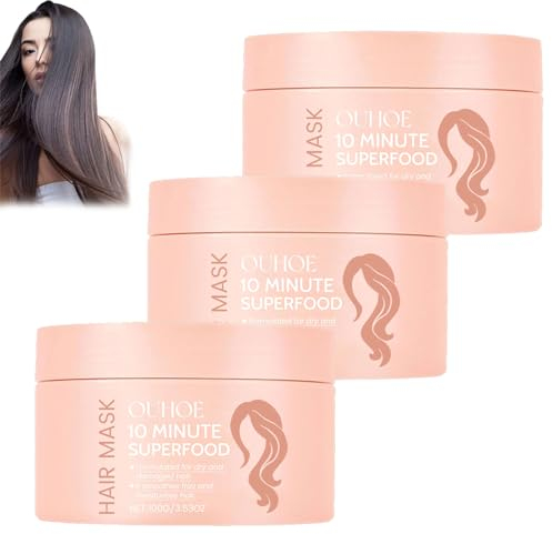 Glimmer 10-Minute Vitamin-Infusion Hair Mask - Glimmer Hair Mask, 10 Minute Superfood Hair Mask, Glimmr Hair Mask for Thicker, Fuller, Softer Hair (3Pcs)