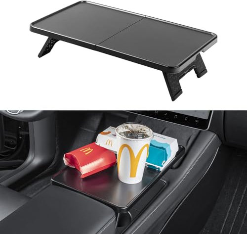 KUNIST Tesla Center Console Tray for Model Y and Model 3 - Foldable Food Eating Table Laptop Desk with Storage Bag