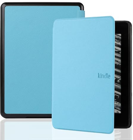 Generico DayQiQiPu Caso per Kindle (10th Gen, 2019 Rilasciato, Model: J9G29R) Custodia per eReader di Pelle PU Ultra-Sottile di Visione Multiplo Copertura Antiurto - Blu