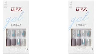 KISS Glam Fantasy Collection, Wake Up Call, Special FX Gel Nails, Includes 28 False Nails, Nail Glue, Nail File, and Manicure Stick (Pack of 2)