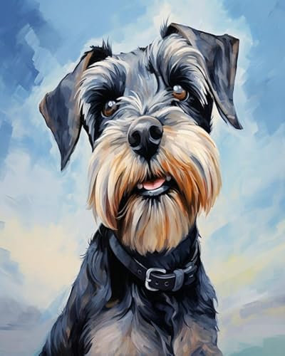 ANSIWEIGO Dog-Inspired Paint-by-Number Adventure,Pet Dog Schnauzer,Furry Friends Palette,Doggy Delight Paint Kit,40x50 cm,Without Frame