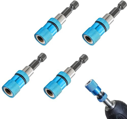 Sqxaldm 4 Stück Trockenbau Bit Magnetisch Schnellwechsel Bithalter Trockenbauschrauber Aufsatz 1/4-Zoll-Sechskantschaft Trockenbau Aufsatz für Akku-Schrauber und Hand-Bohrmaschinen(Blau)