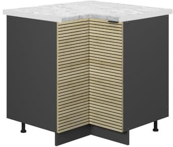 Vicco Eckschrank Fame-Line, Eiche Paneel, 80.5 cm, AP Marmor