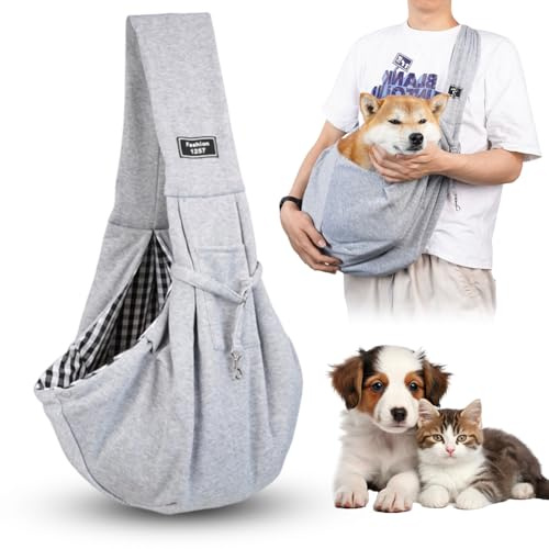 Hundetrage, Hundetragetuch, Umhängetasche für Haustiere, Hundetasche, Tragetasche Hund, Hunde Tragetasche, Hundetragetasche Welpen, für für den Spaziergang, Aktivitäten im Freien und Ausflüge (Grau)