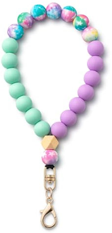 MORSUNBELA Collana con Perle, Cordino per Cellulare con Portachiavi da Polso, M, Silicone