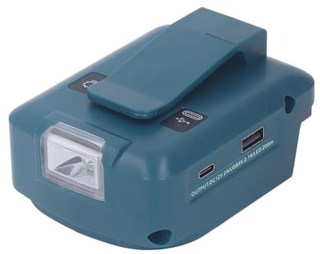 Onduleur d'alimentation Portable 18 V vers DC 12 V 2 A, Adaptateur de Chargeur de Batterie USB avec Système D'éclairage Flash LED 300 LM pour Le Camping, Le Travail en Extérieur