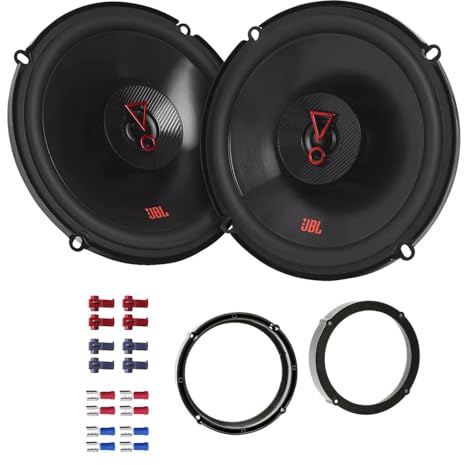JBL Stage3 627F Lautsprecher mit Einbauset passend für VW Volkswagen Polo 6R 2009-2014 Türen vorne 450W 165mm 2 Wege Koax
