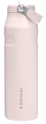 Stanley Flip Straw 2.0 Gourde Isotherme Avec Paille 1.06L - 15 Heures Froide - 3 Jours Glacée - Acier Inoxydable - Sans BPA - Etanche - Lavable Au Lave-Vaisselle - Thermos - Rose Quartz