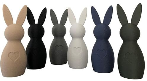 Generisch Schlichte Osterhasen aus 3D-Druck – Minimalistische Osterdeko – Moderne Frühlingsdekoration für Zuhause (Matt schwarz, groß (17cm))