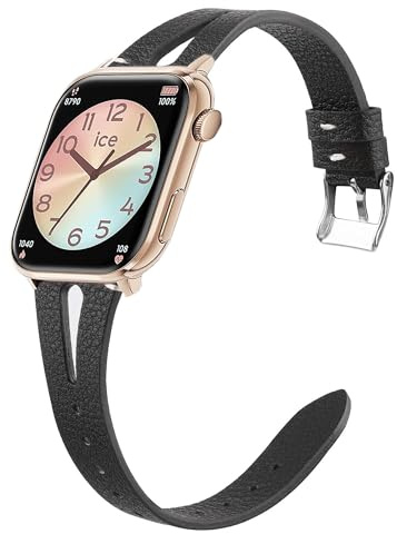 Lamshaw Bracelet Compatible avec ICE smart 2.0 1.96 Pouces Smartwatch,Cuir Véritable Bande Compatible avec ICE smart 2.0 1.96 Smartwatch (Noir)