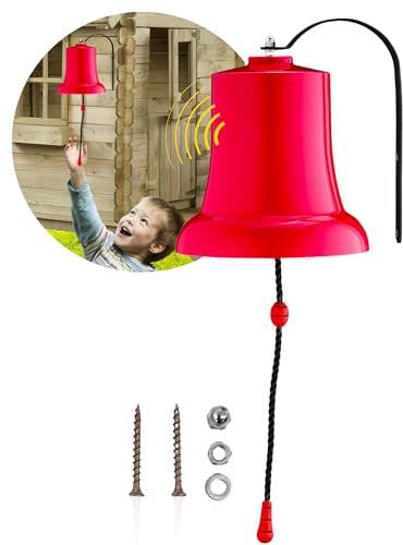 Spielturmking® Schiffsglocke Felix - Wetterfestes Spielturm Zubehör - Mit echtem Geräusch Dank Metallglocke, Glocke für Spielturm, Stabile Metallhalterung, Spielturm Glocke, Spielplatz Outdoor (Rot)